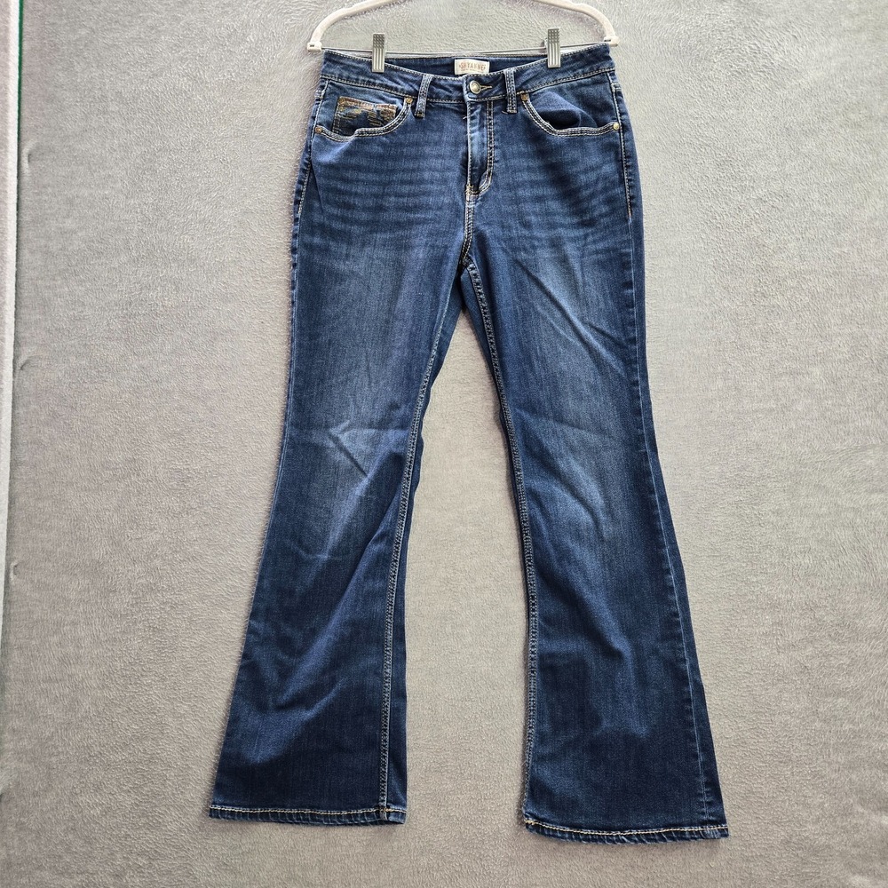 Shyanne Women Jeans 33x32 Blue Denim Flared Southwestern Embroidered High Rise